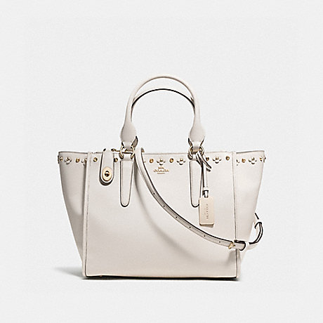 COACH f37400 CROSBY CARRYALL WITH FLORAL RIVETS CHALK/LIGHT GOLD