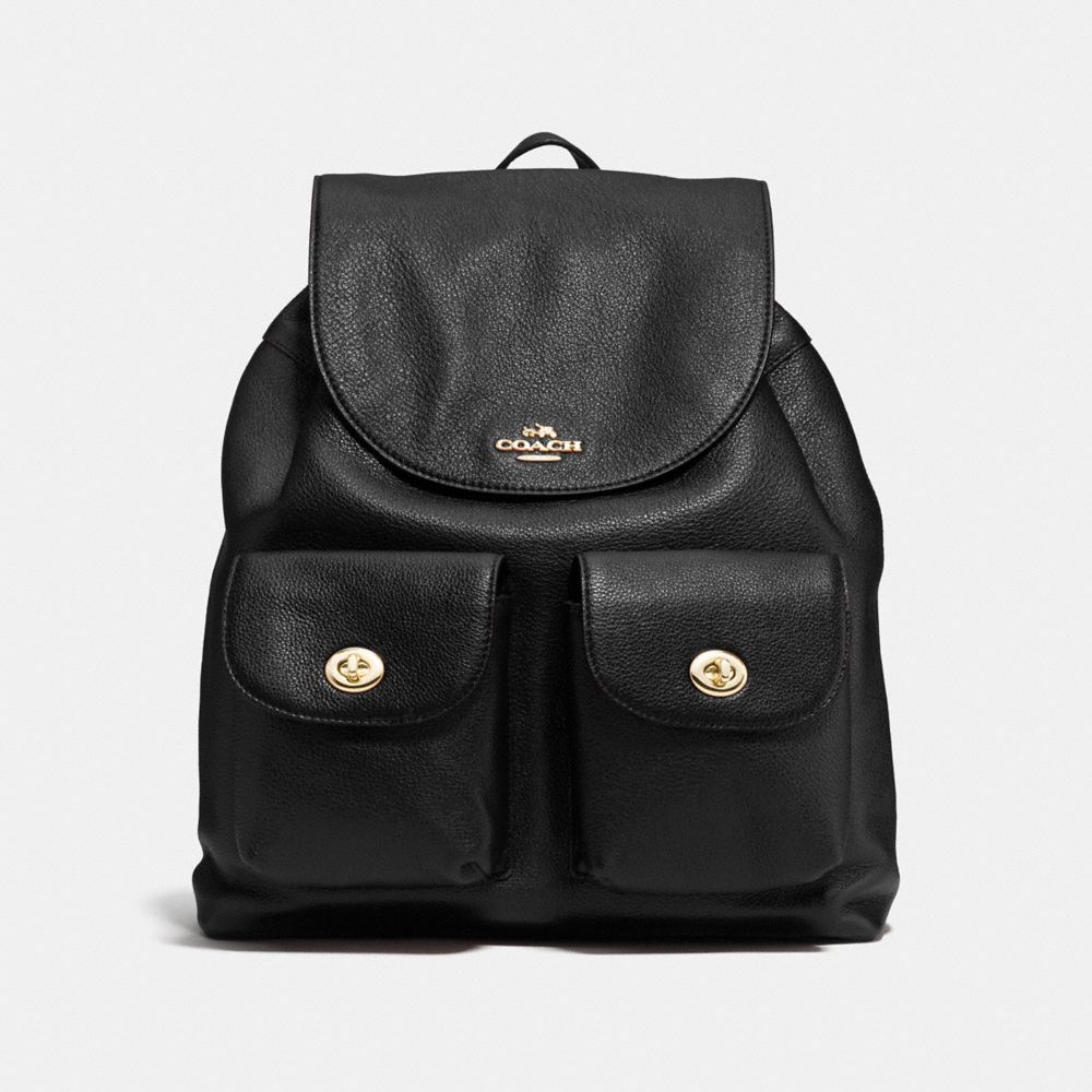 COACH f37410 BILLIE BACKPACK IN PEBBLE LEATHER IMITATION GOLD/BLACK