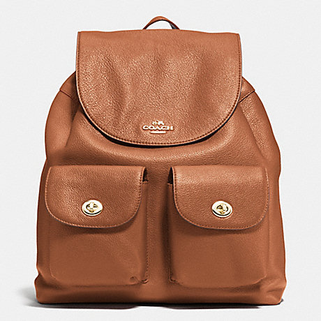 COACH BILLIE BACKPACK IN PEBBLE LEATHER - IMITATION GOLD/SADDLE - f37410