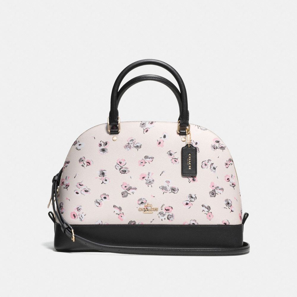 SIERRA SATCHEL IN SMALL WILDFLOWER PRINT COATED CANVAS - f37430 - IMITATION GOLD/CHALK MULTI