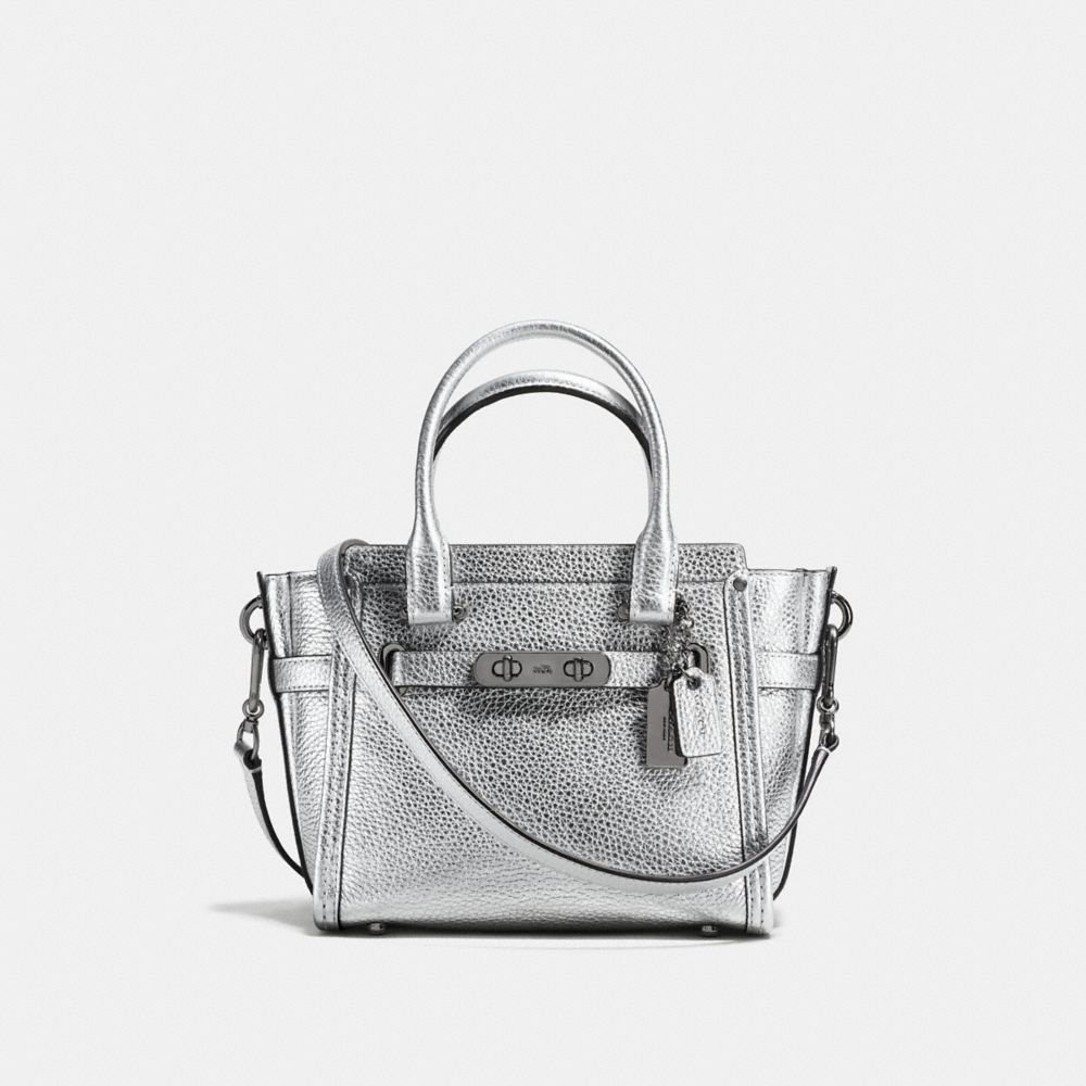 COACH SWAGGER 21 CARRYALL IN PEBBLE LEATHER - DARK GUNMETAL/SILVER - COACH F37444