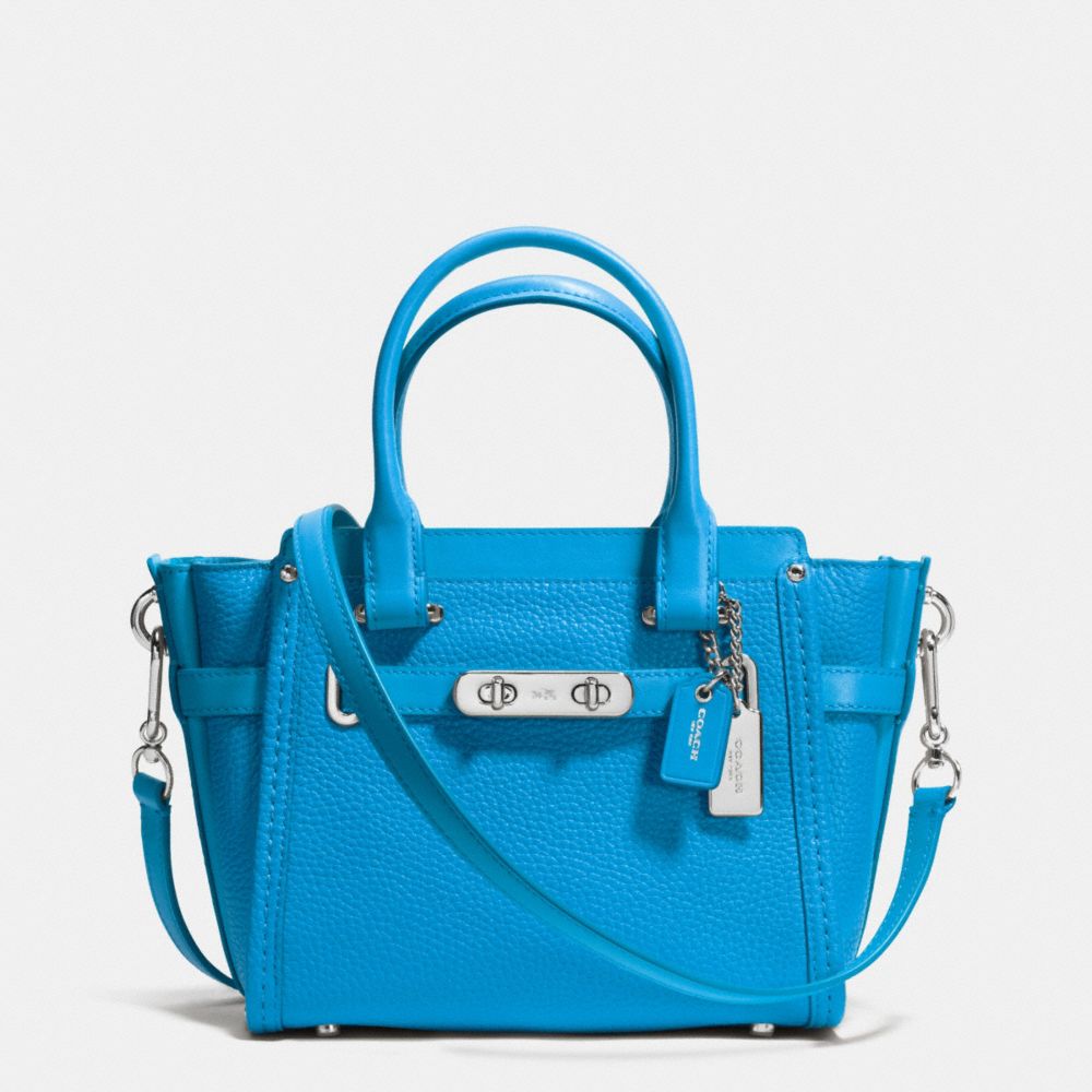 COACH f37444 COACH SWAGGER 21 CARRYALL IN PEBBLE LEATHER SILVER/AZURE