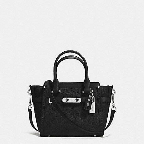 COACH F37444 COACH SWAGGER 21 CARRYALL IN PEBBLE LEATHER SILVER/BLACK