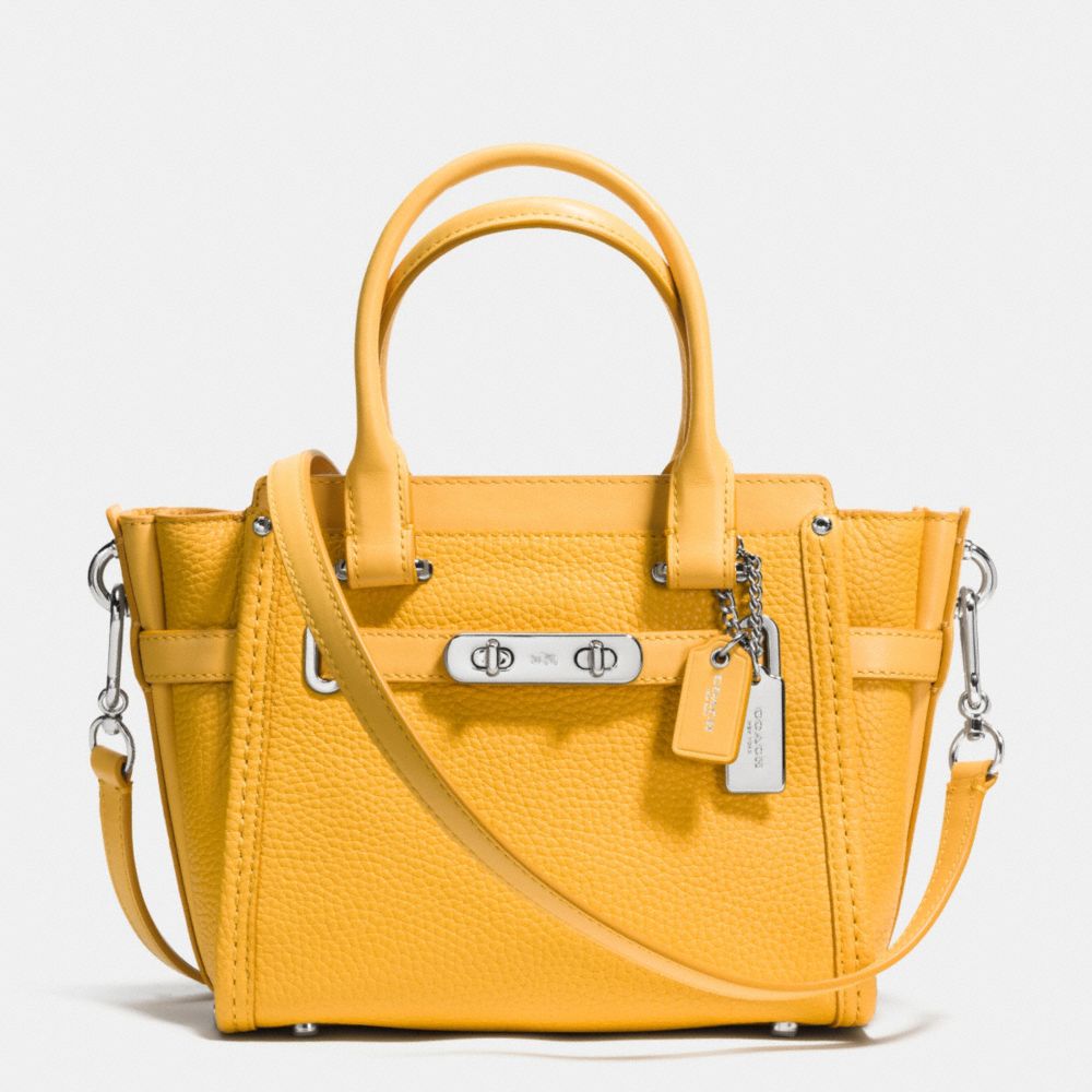 COACH SWAGGER 21 CARRYALL IN PEBBLE LEATHER - f37444 - SILVER/CANARY