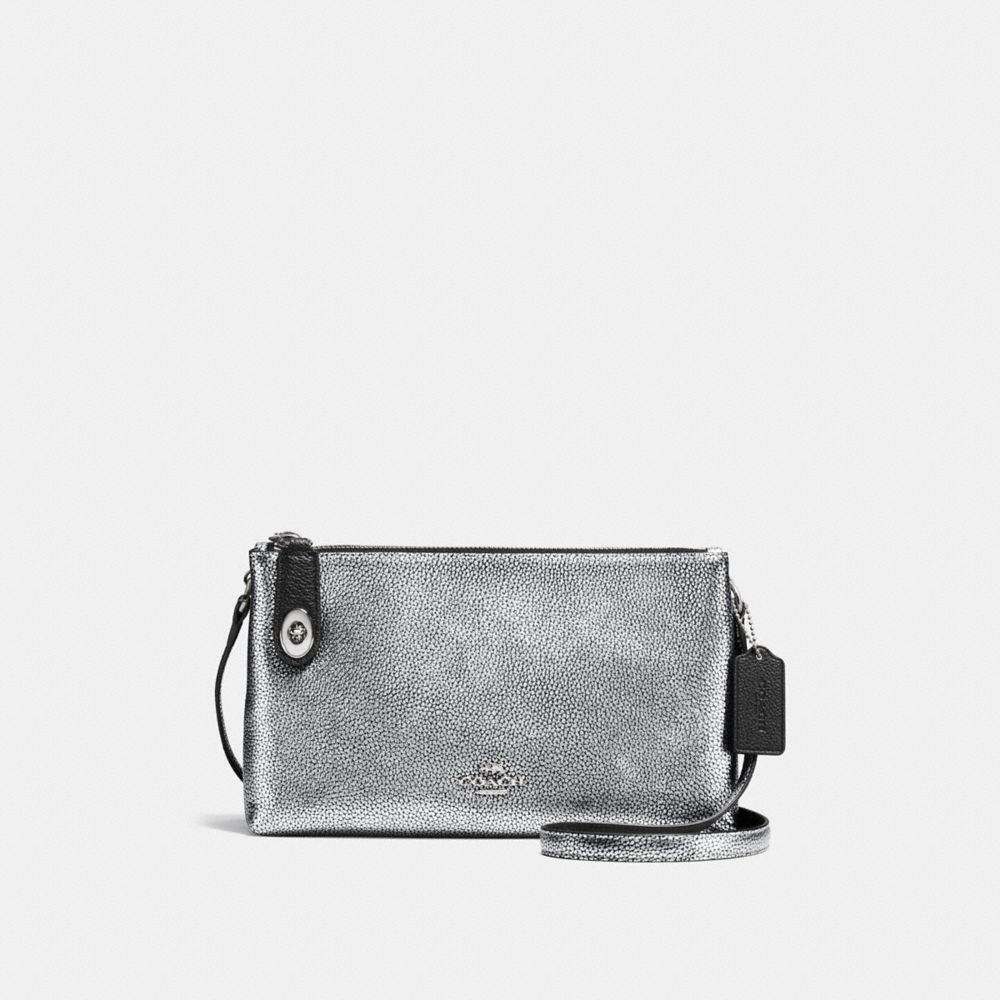 CROSBY CROSSBODY IN BICOLOR LEATHER - f37453 - SILVER/SILVER/BLACK