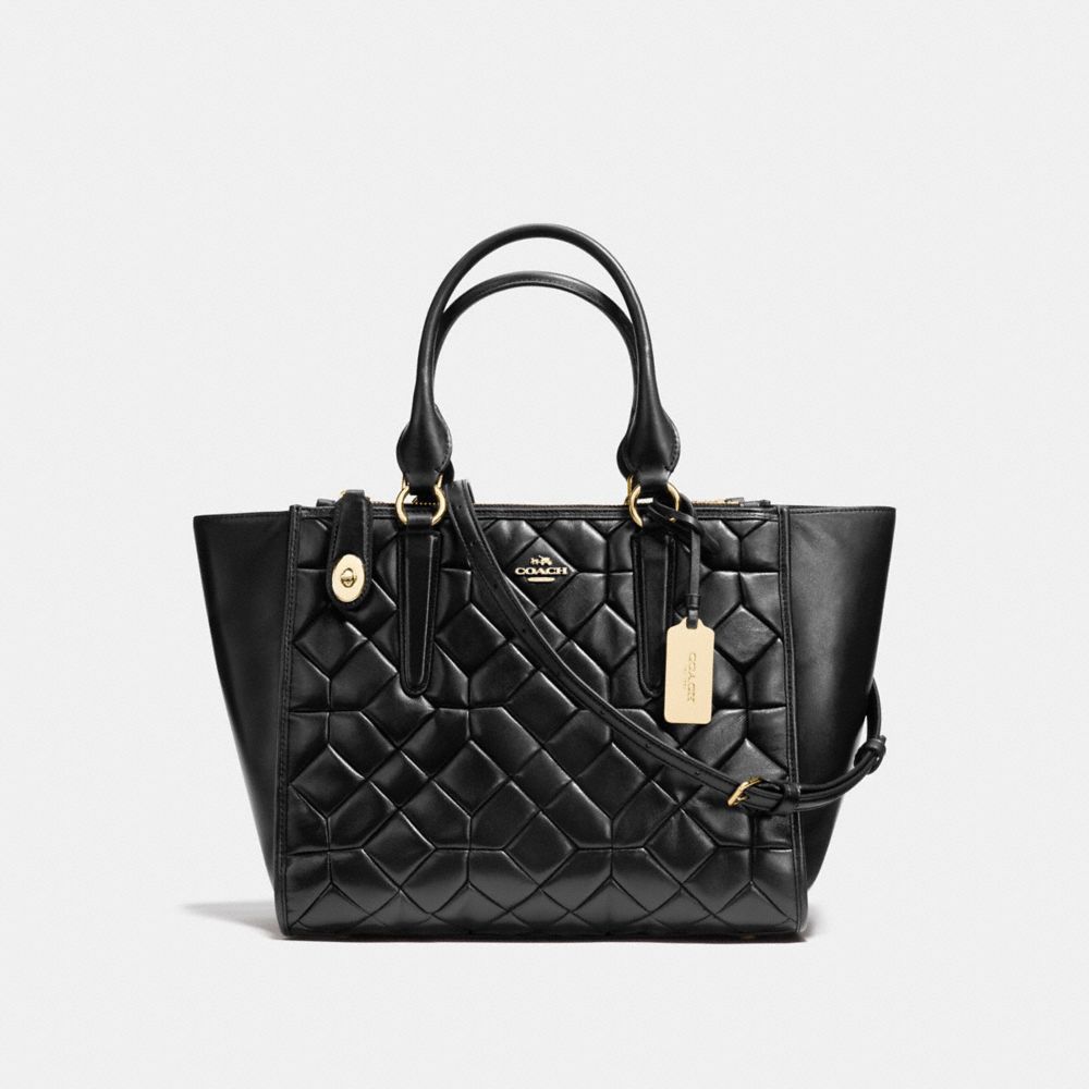 COACH F37486 CROSBY CARRYALL IN CANYON QUILT LEATHER LIGHT-GOLD/BLACK