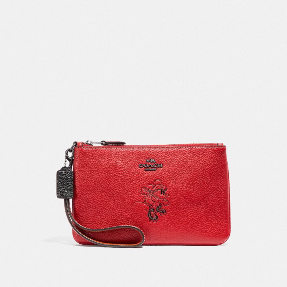 BOXED MINNIE MOUSE SMALL WRISTLET WITH MOTIF - DARK GUNMETAL/1941 RED - COACH F37540