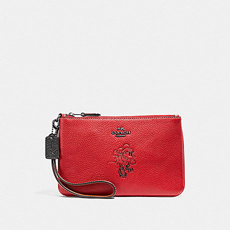 COACH BOXED MINNIE MOUSE SMALL WRISTLET WITH MOTIF - DARK GUNMETAL/1941 RED - F37540