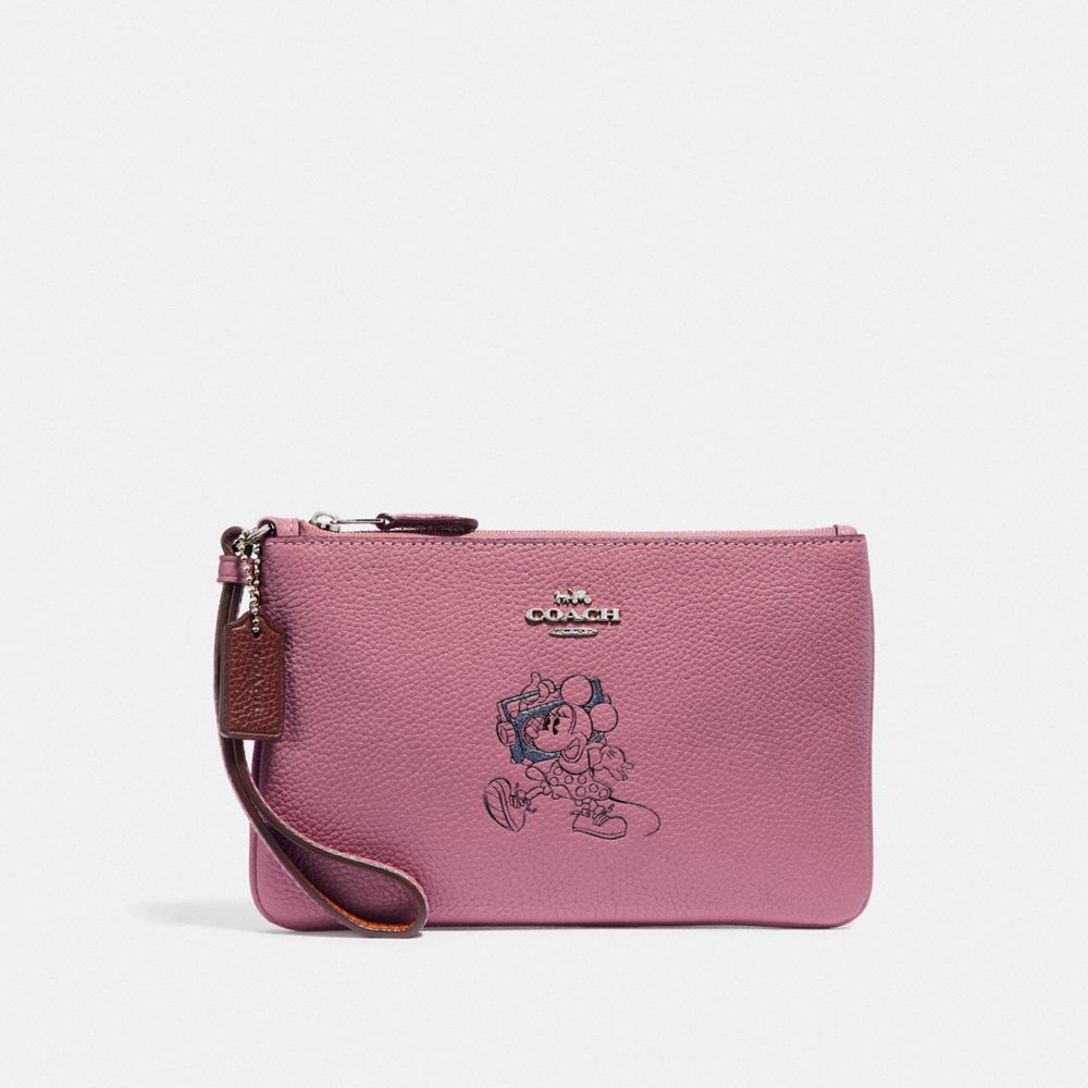 COACH BOXED MINNIE MOUSE SMALL WRISTLET WITH MOTIF - SILVER/ROSE - F37540