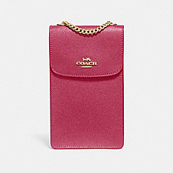 COACH F37543 North/south Phone Crossbody ROUGE/GOLD