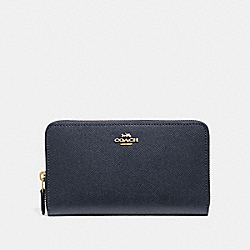 COACH F37544 Continental Zip Around Wallet MIDNIGHT/IMITATION GOLD