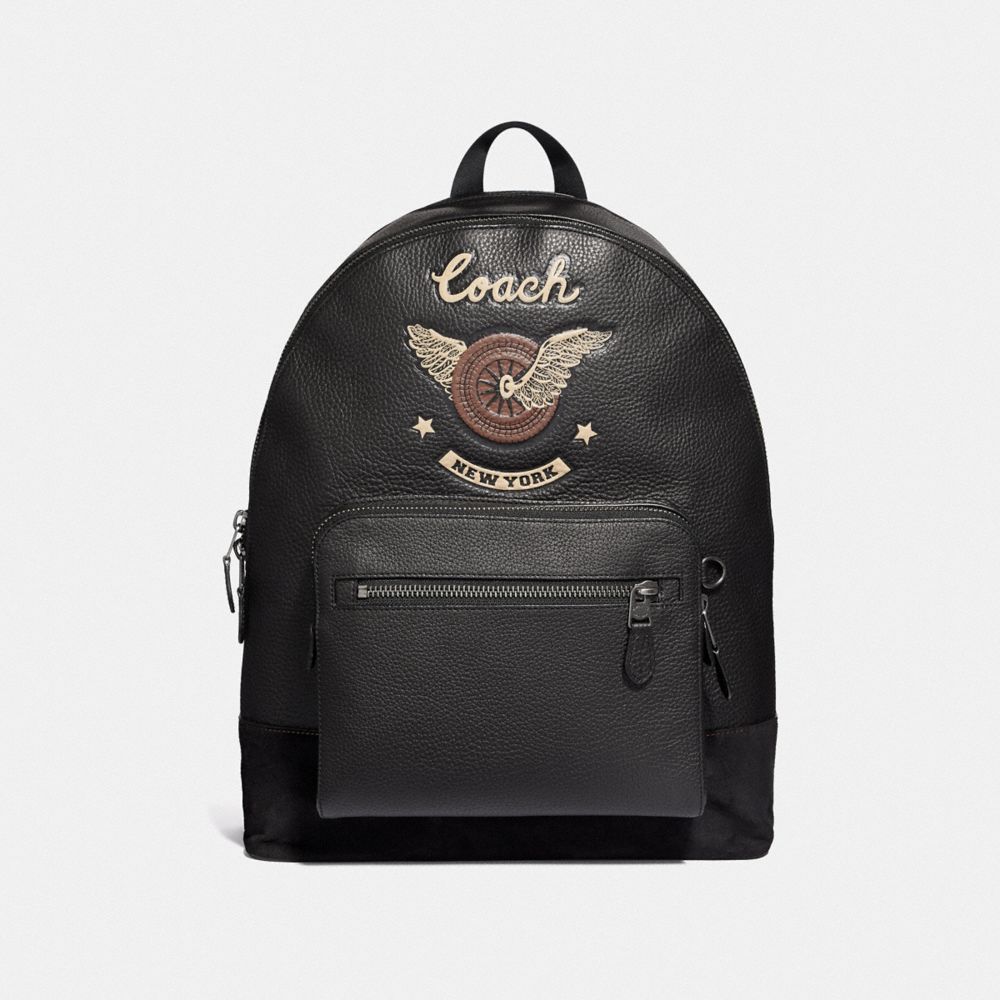 COACH F37549 WEST BACKPACK WITH EASY RIDER MOTIF BLACK-MULTI/BLACK-ANTIQUE-NICKEL