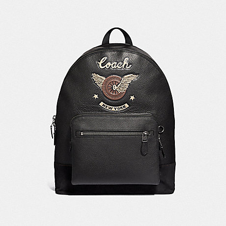COACH WEST BACKPACK WITH EASY RIDER MOTIF - BLACK MULTI/BLACK ANTIQUE NICKEL - F37549