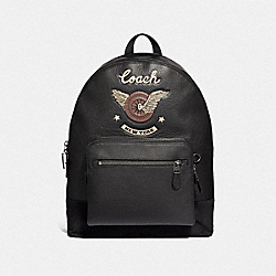 COACH F37549 West Backpack With Easy Rider Motif BLACK MULTI/BLACK ANTIQUE NICKEL