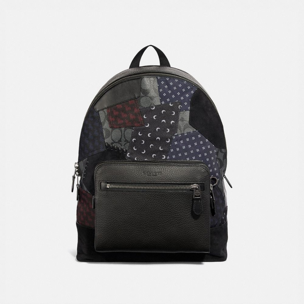 COACH F37557 - WEST BACKPACK WITH PATCHWORK BLACK MULTI/BLACK COPPER FINISH