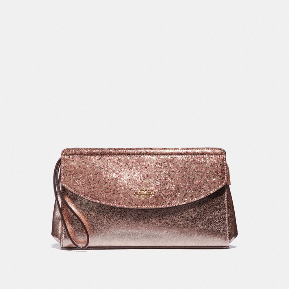 COACH F37563 FLAP CLUTCH ROSE GOLD/LIGHT GOLD