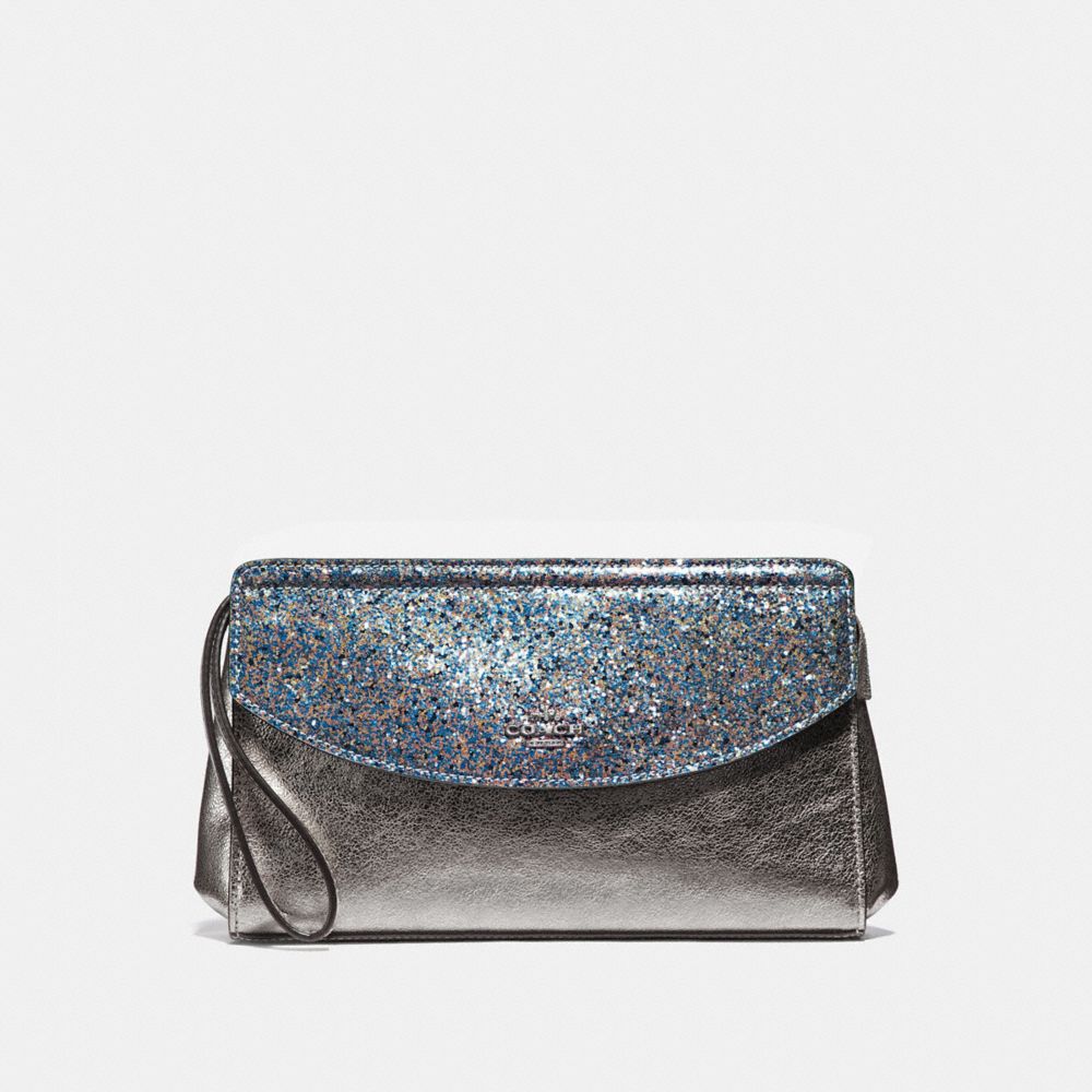 COACH F37563 FLAP CLUTCH GUNMETAL/SILVER