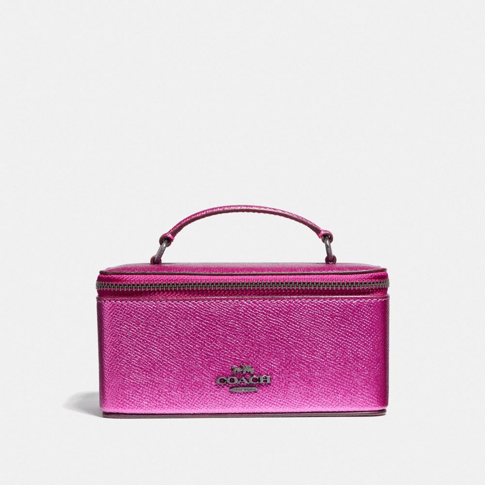 COACH F37568 VANITY CASE METALLIC-CERISE/BLACK-ANTIQUE-NICKEL