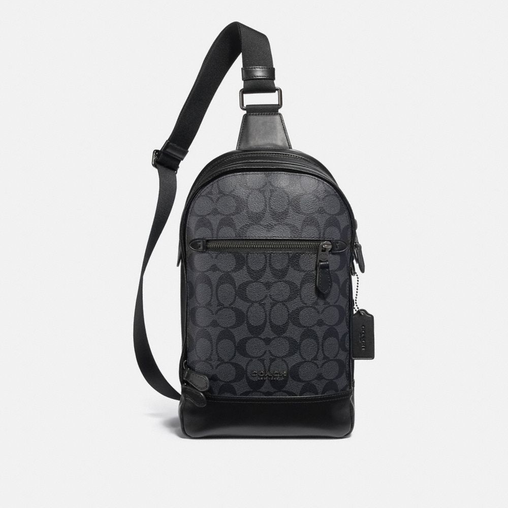 GRAHAM PACK IN SIGNATURE CANVAS - CHARCOAL/BLACK/BLACK ANTIQUE NICKEL - COACH F37573