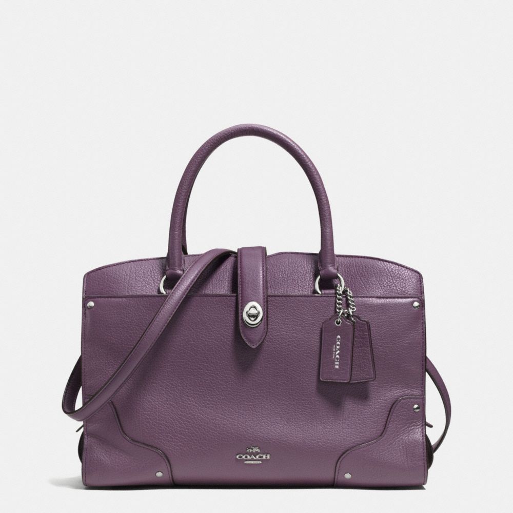 COACH F37575 - MERCER SATCHEL 30 IN GRAIN LEATHER SILVER/EGGPLANT