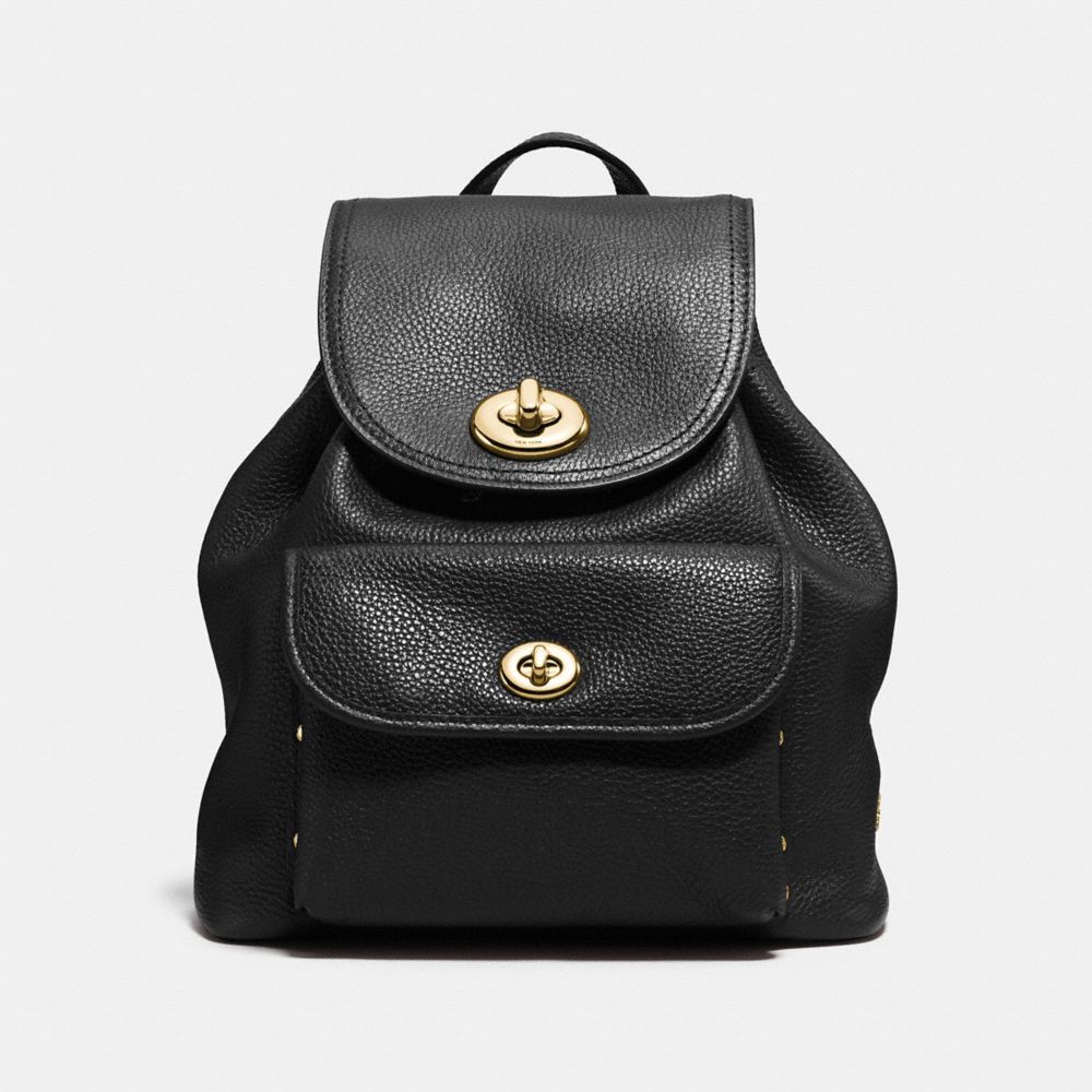 COACH F37581 MINI TURNLOCK RUCKSACK IN POLISHED PEBBLE LEATHER LIGHT-GOLD/BLACK