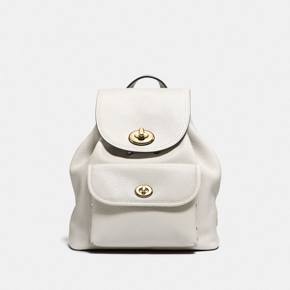 COACH F37581 MINI TURNLOCK RUCKSACK IN PEBBLE LEATHER LIGHT-GOLD/CHALK