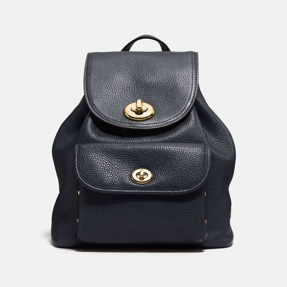MINI TURNLOCK RUCKSACK IN POLISHED PEBBLE LEATHER - LIGHT GOLD/NAVY - COACH F37581