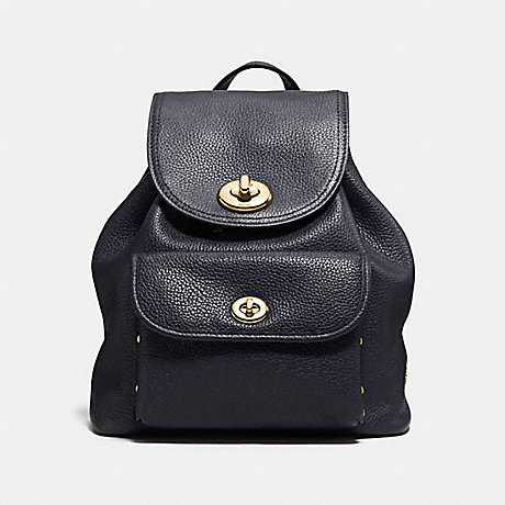 COACH MINI TURNLOCK RUCKSACK IN POLISHED PEBBLE LEATHER - LIGHT GOLD/NAVY - f37581