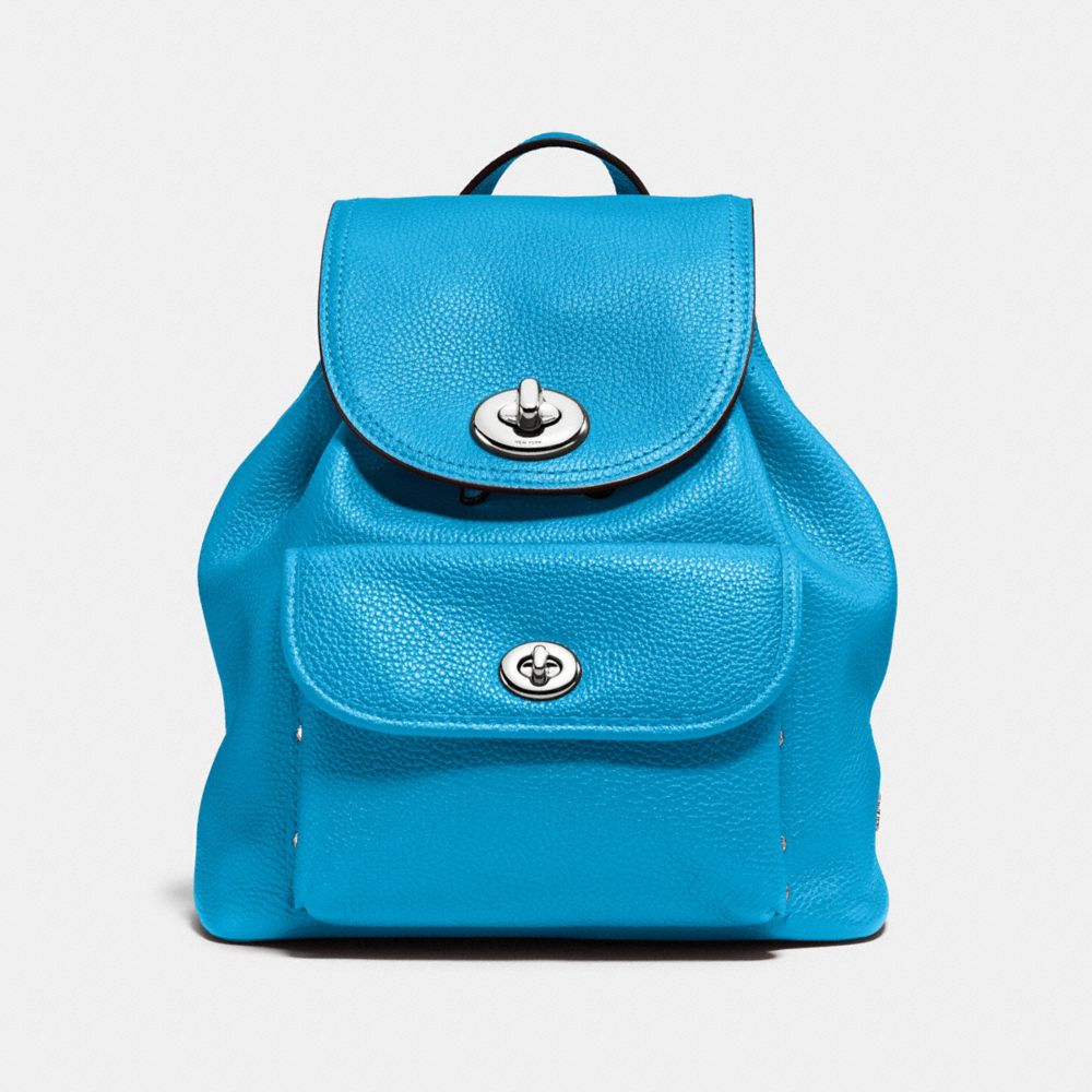 COACH MINI TURNLOCK RUCKSACK IN PEBBLE LEATHER - SILVER/AZURE - F37581