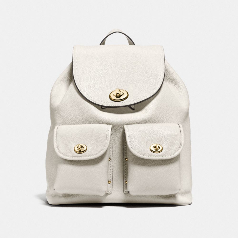 COACH F37582 TURNLOCK RUCKSACK IN POLISHED PEBBLE LEATHER LIGHT-GOLD/CHALK