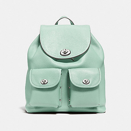 COACH TURNLOCK RUCKSACK IN POLISHED PEBBLE LEATHER - SILVER/SEAGLASS - f37582