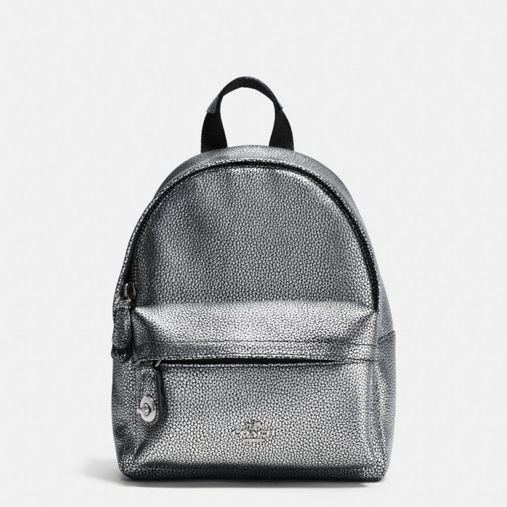 MINI CAMPUS BACKPACK IN PEBBLE LEATHER - SILVER/SILVER - COACH F37590