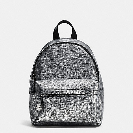 COACH F37590 MINI CAMPUS BACKPACK IN PEBBLE LEATHER SILVER/SILVER