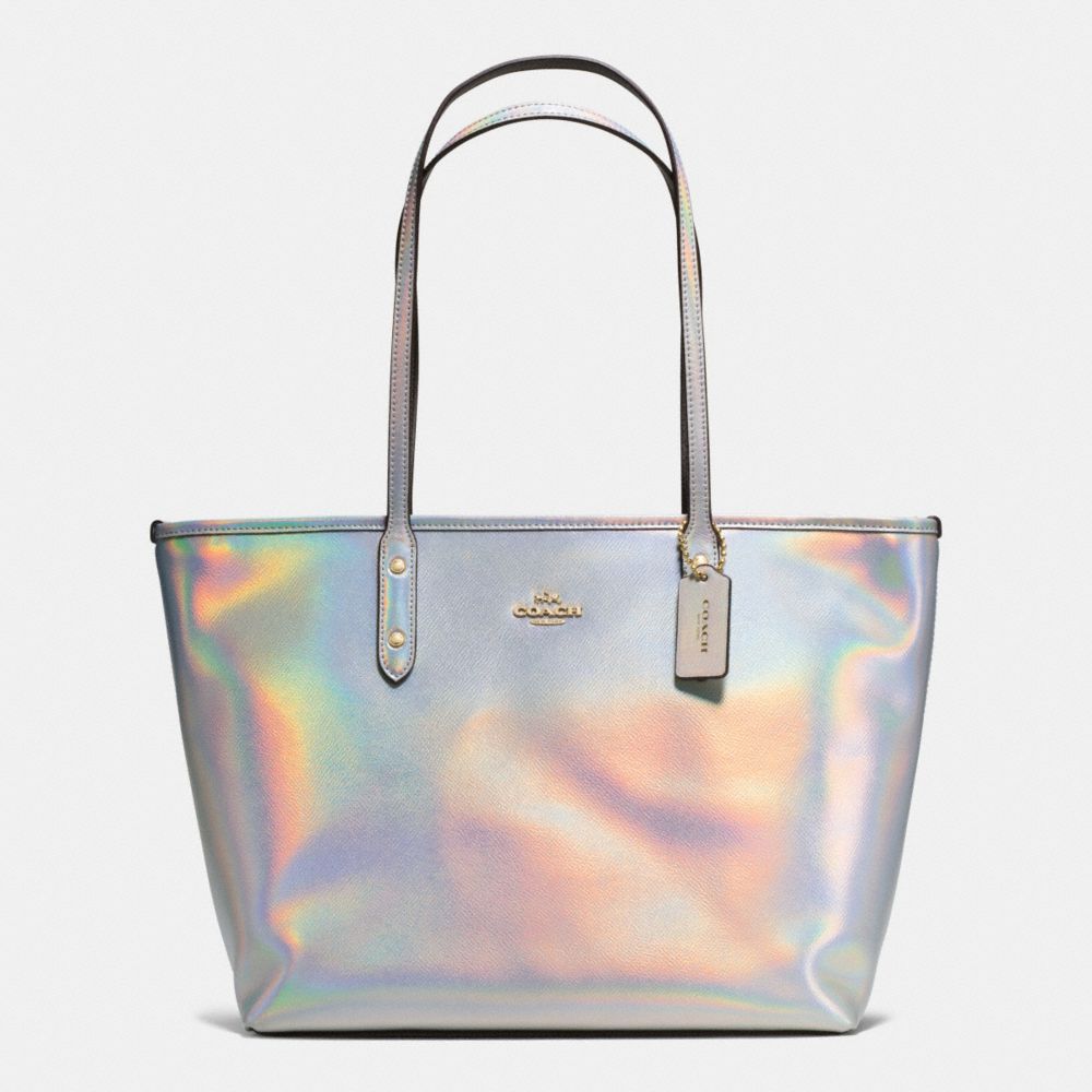 COACH F37596 City Zip Tote In Hologram Leather IMITATION GOLD/SILVER HOLOGRAM