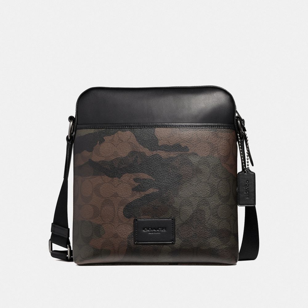 CROSSBODY IN SIGNATURE CANVAS WITH HALFTONE CAMO PRINT - F37611 - GREEN MULTI/BLACK ANTIQUE NICKEL