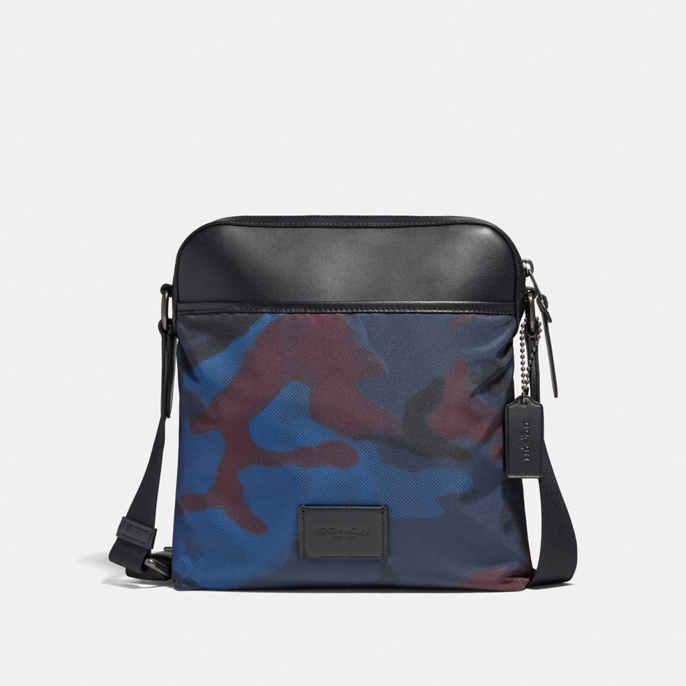 CROSSBODY WITH HALFTONE CAMO PRINT - F37614 - BLUE MULTI/BLACK ANTIQUE NICKEL