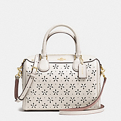 MINI BENNETT SATCHEL IN LASER CUT LEATHER - IMITATION GOLD/CHALK GLITTER - COACH F37619