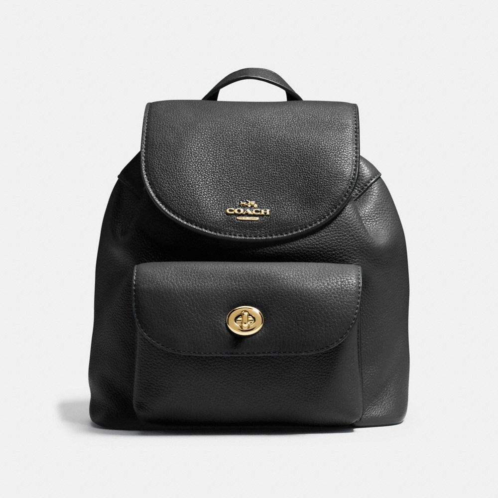 MINI BILLIE BACKPACK IN PEBBLE LEATHER - f37621 - IMITATION GOLD/BLACK