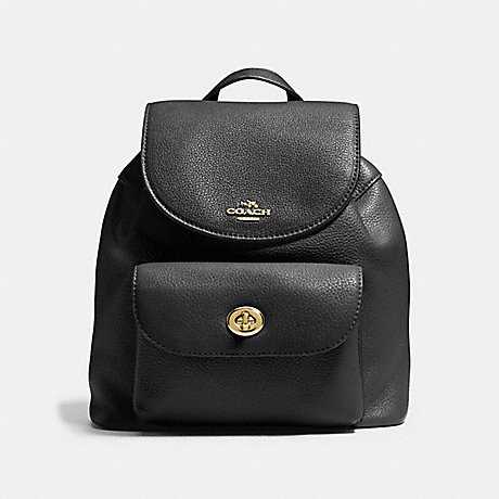 COACH MINI BILLIE BACKPACK IN PEBBLE LEATHER - IMITATION GOLD/BLACK - f37621