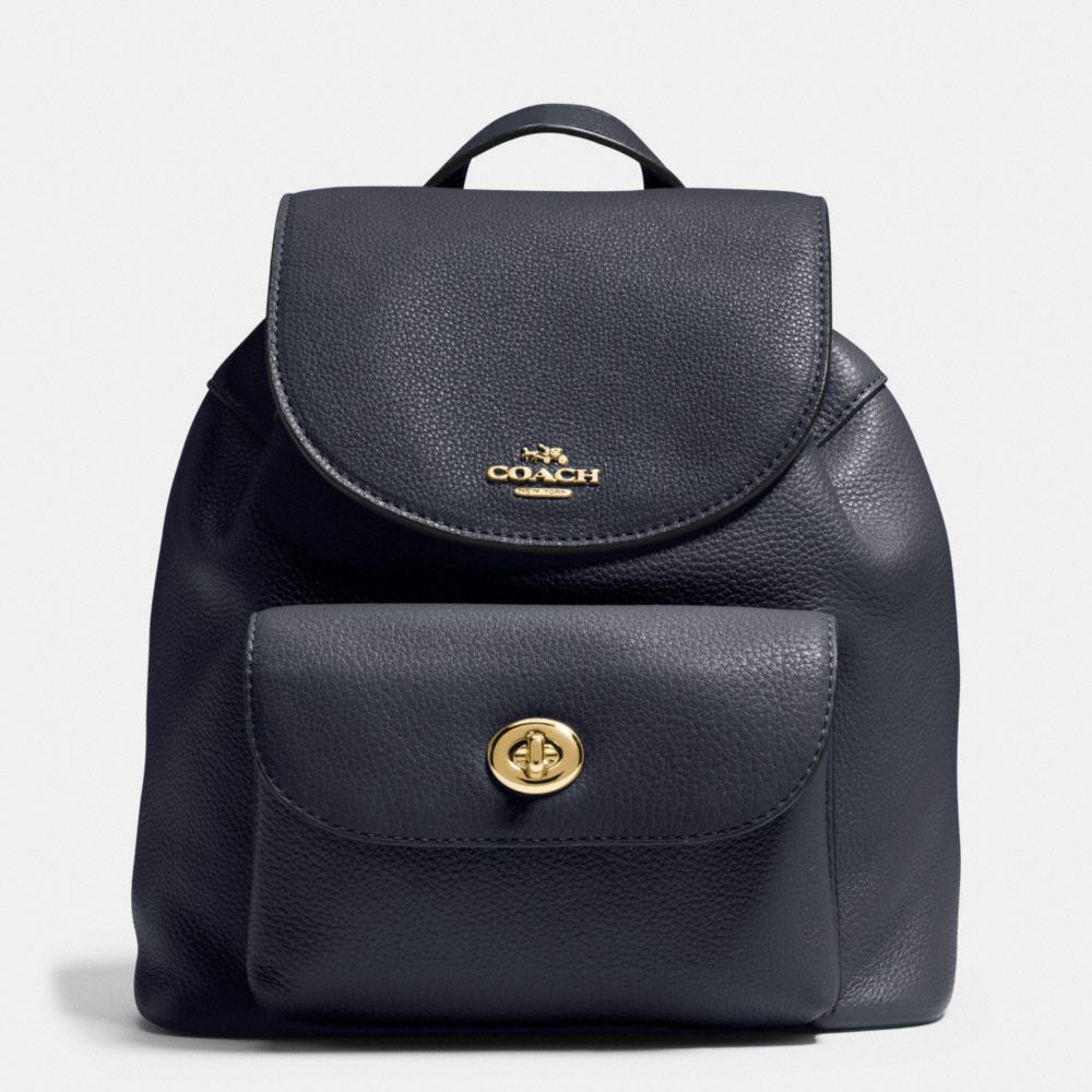 MINI BILLIE BACKPACK IN PEBBLE LEATHER - f37621 - IMITATION GOLD/MIDNIGHT