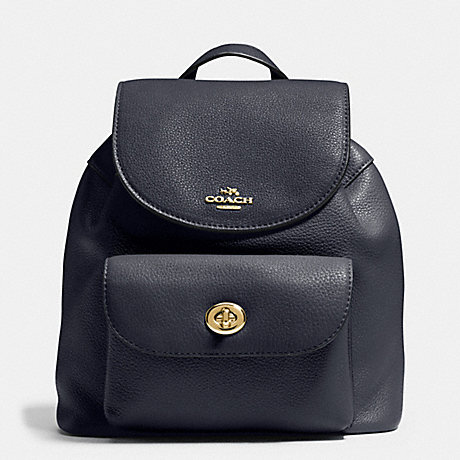 COACH MINI BILLIE BACKPACK IN PEBBLE LEATHER - IMITATION GOLD/MIDNIGHT - f37621