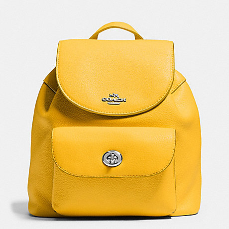 COACH F37621 MINI BILLIE BACKPACK IN PEBBLE LEATHER SILVER/CANARY