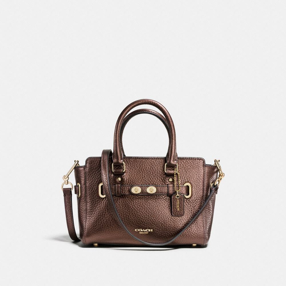 COACH F37635 Mini Blake Carryall In Bubble Leather IMITATION GOLD/BRONZE