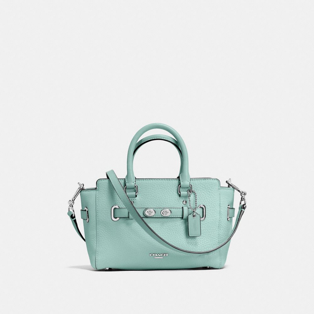 COACH f37635 MINI BLAKE CARRYALL SILVER/AQUAMARINE