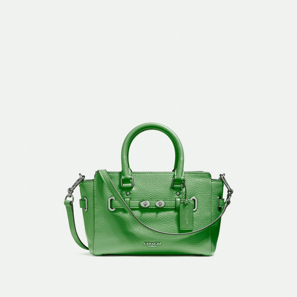 COACH f37635 MINI BLAKE CARRYALL SILVER/KELLY GREEN