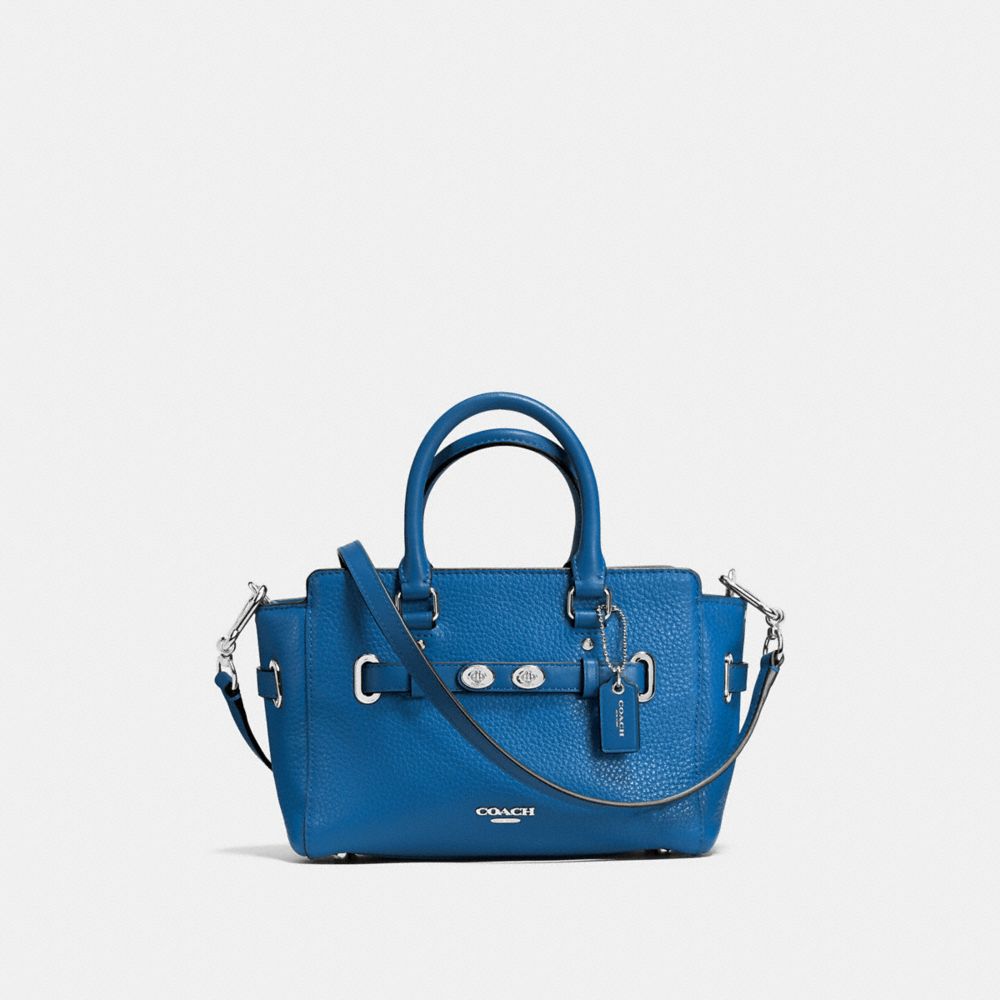 COACH F37635 MINI BLAKE CARRYALL IN BUBBLE LEATHER SILVER/LAPIS