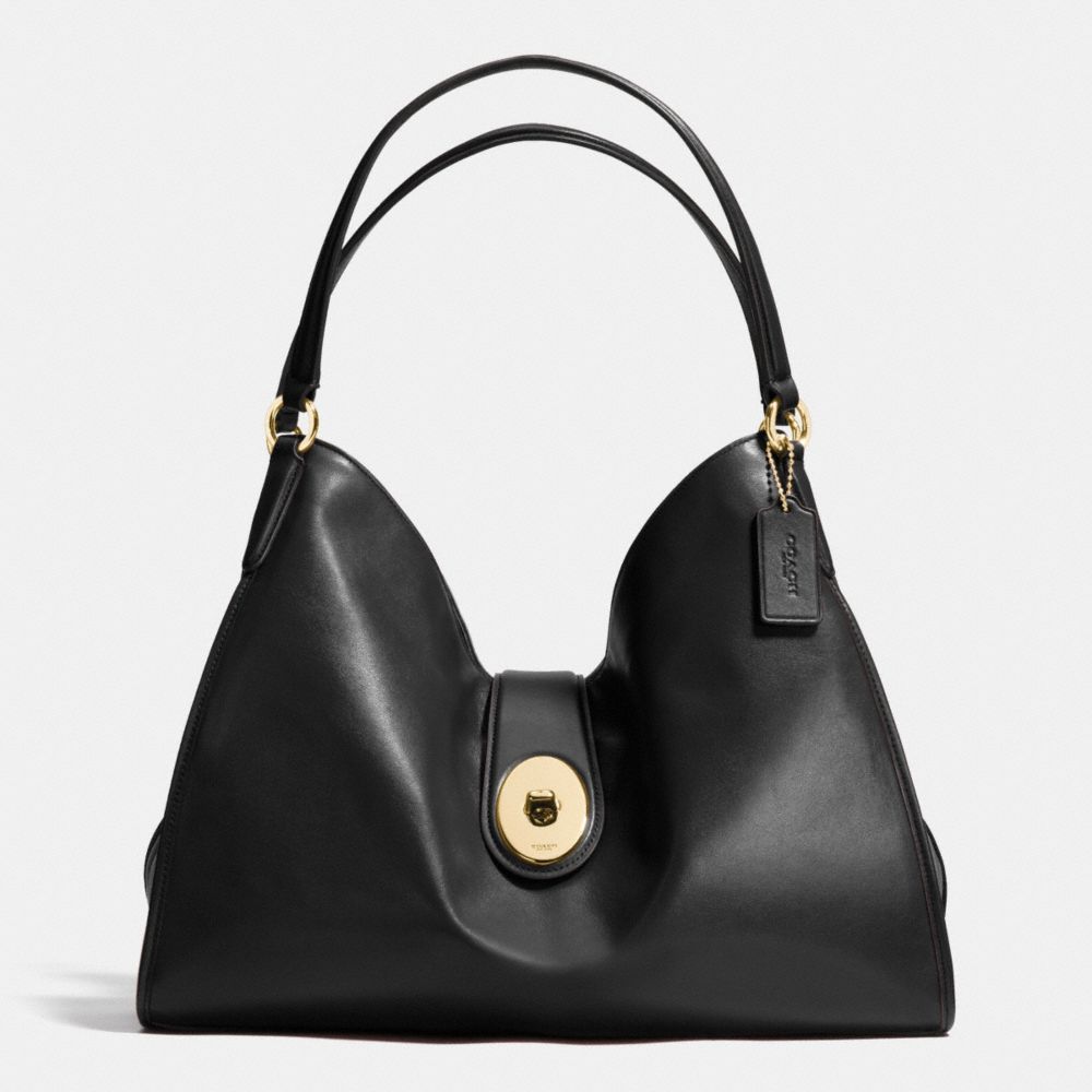 COACH f37637 CARLYLE SHOULDER BAG IN SMOOTH LEATHER IMITATION GOLD/BLACK