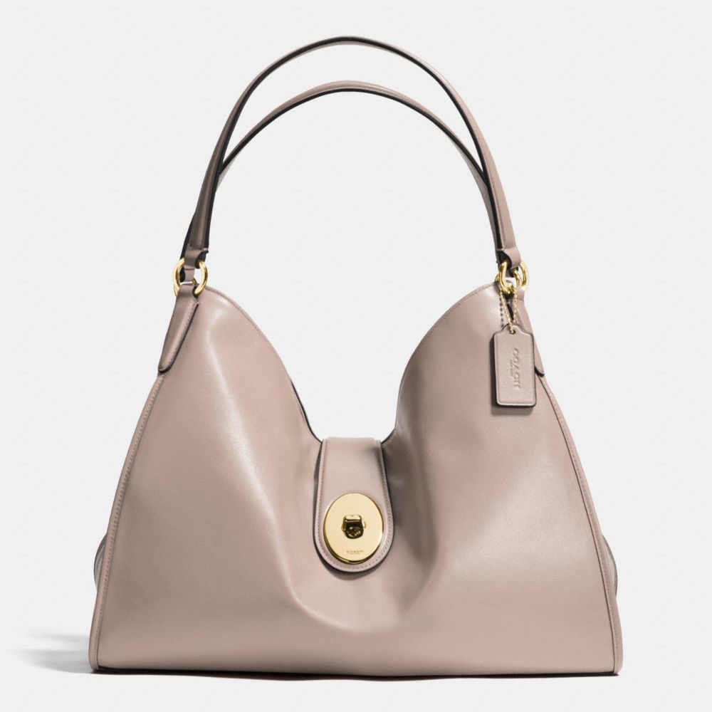 COACH CARLYLE SHOULDER BAG IN SMOOTH LEATHER - IMITATION GOLD/GREY BIRCH - f37637