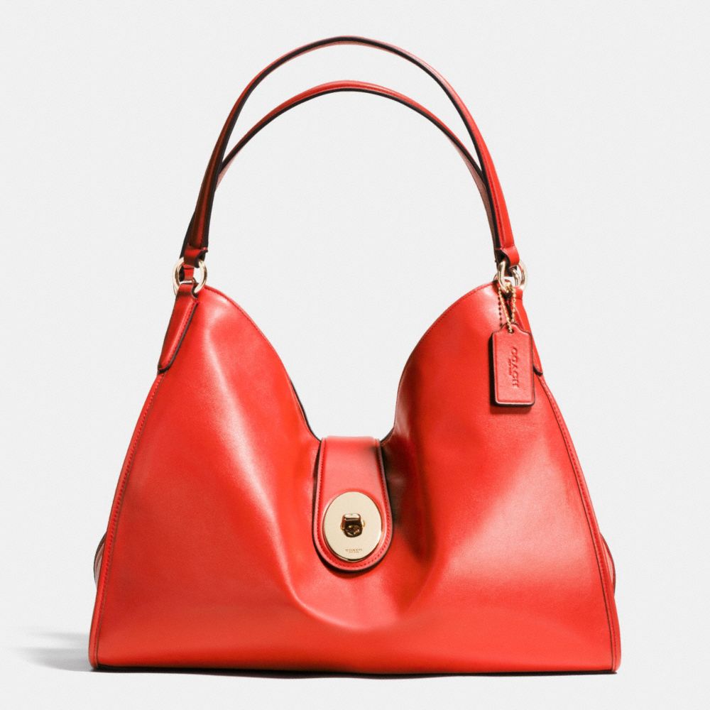 CARLYLE SHOULDER BAG IN SMOOTH LEATHER - f37637 - IMITATION GOLD/CARMINE
