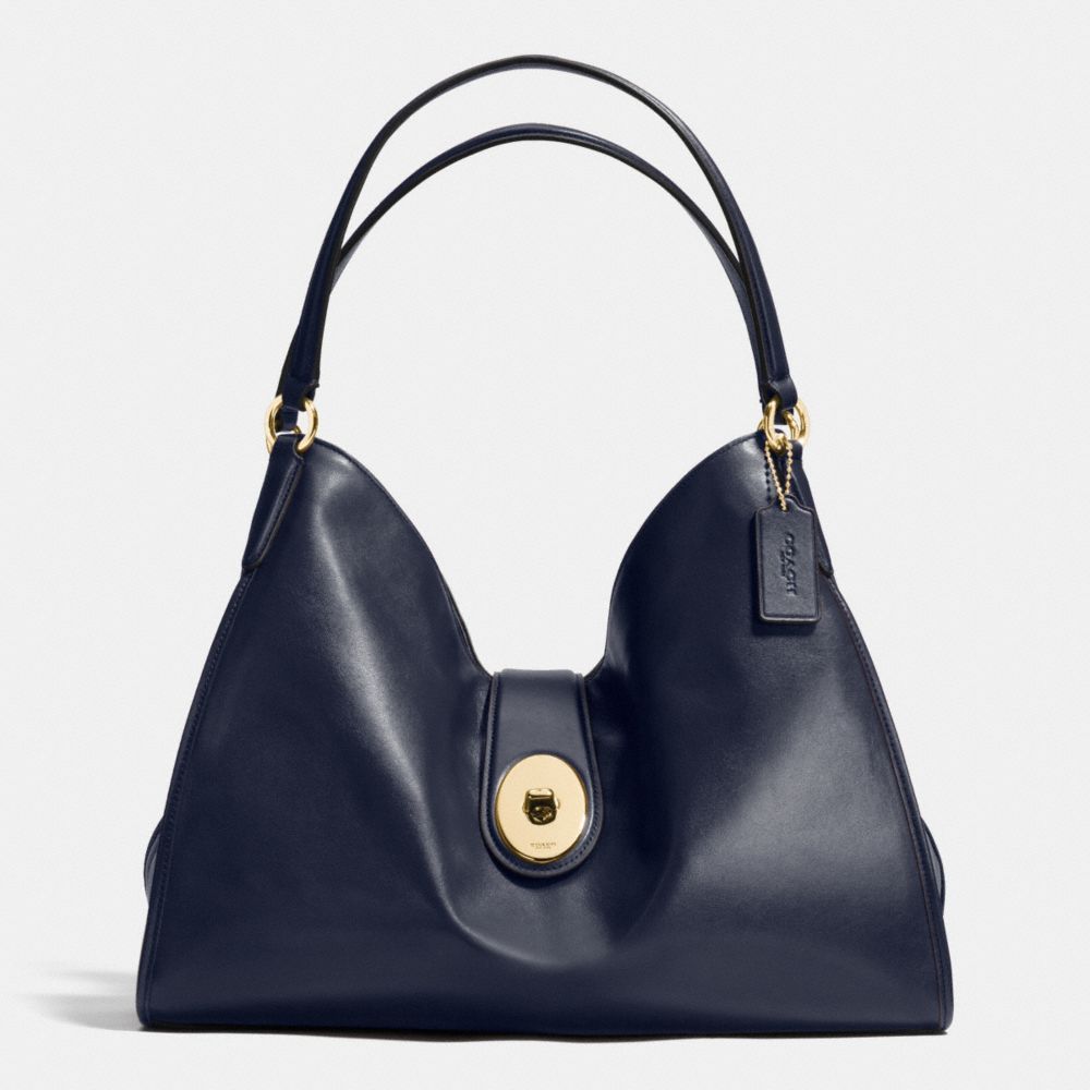 COACH CARLYLE SHOULDER BAG IN SMOOTH LEATHER - IMITATION GOLD/MIDNIGHT - F37637